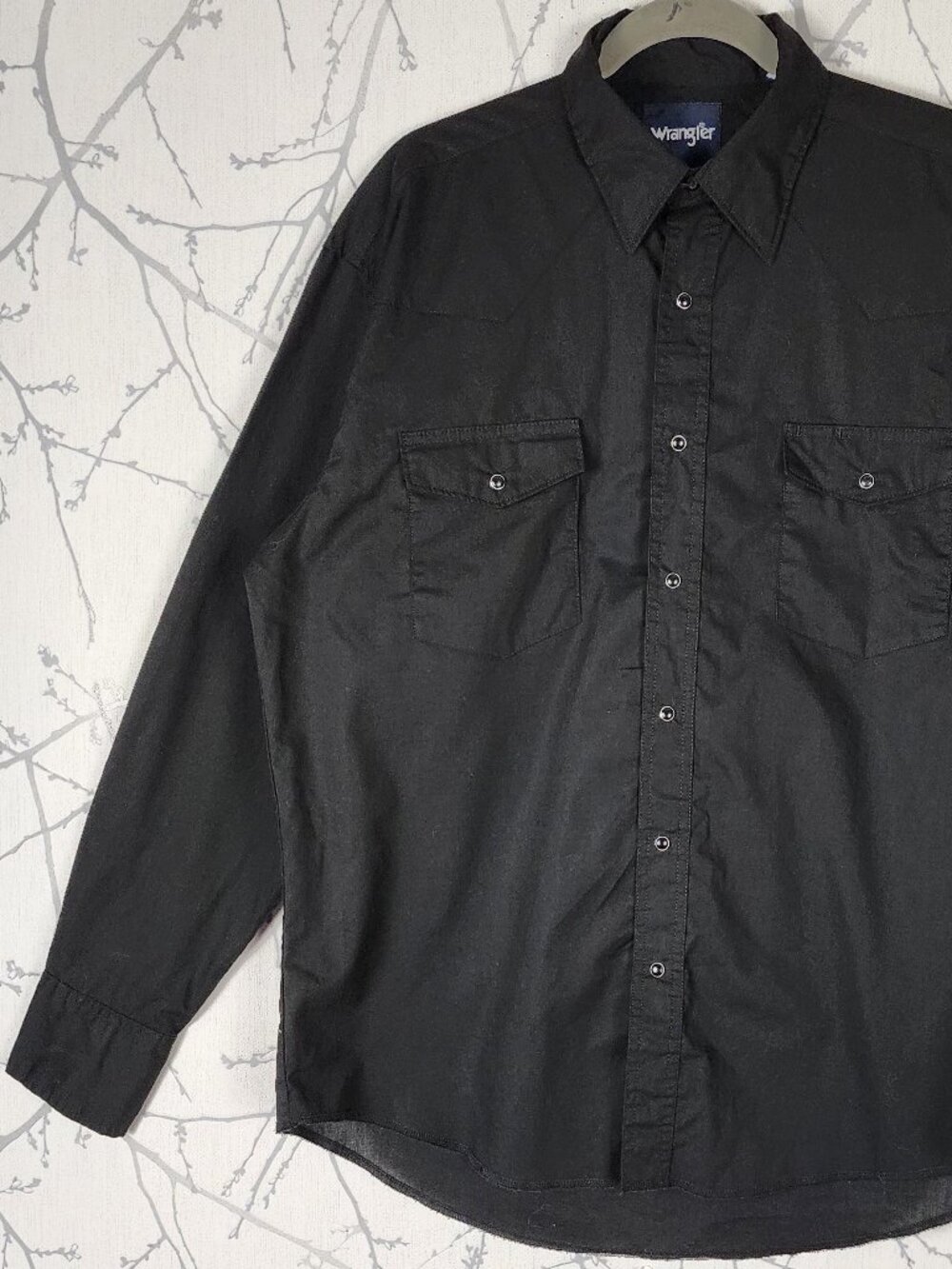 Wrangler Black Cotton Blend Pearl Snap Western Shirt